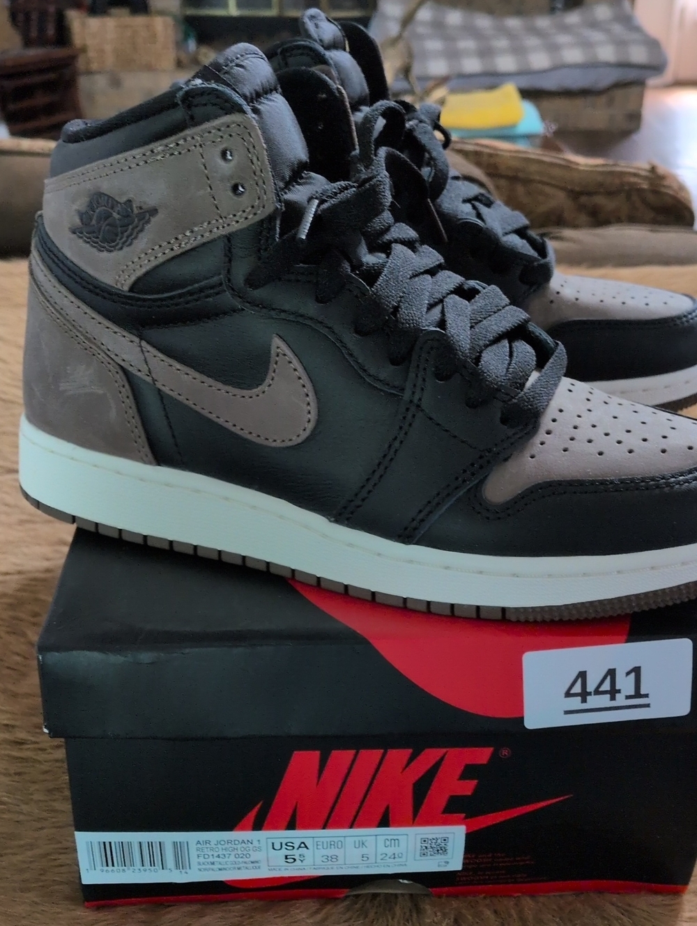 Nike Air Jordan 1 Mid in Black and Taupe